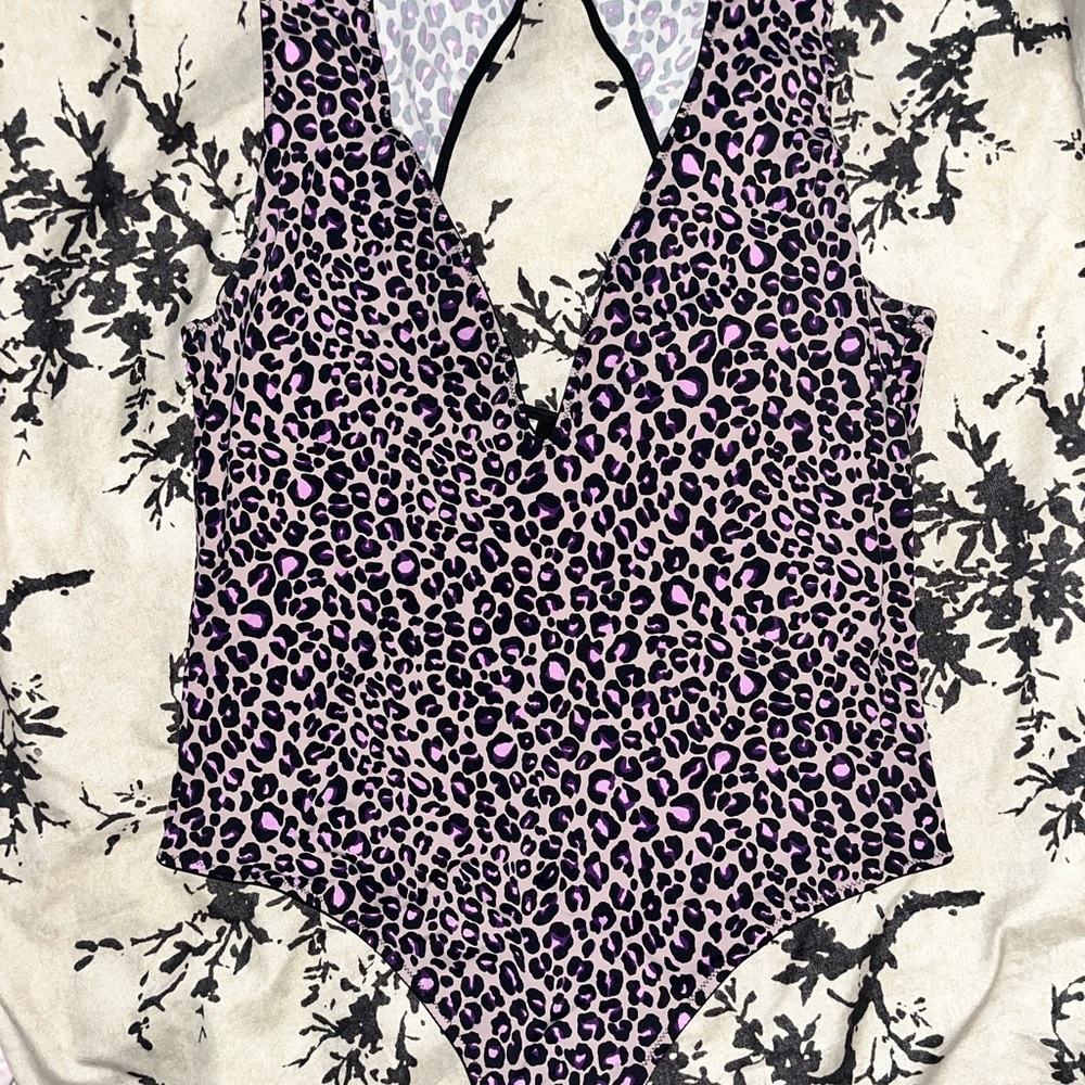 Victoria's Secret Purple and Black Animal Print Bodysuit